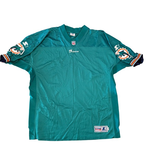 Vintage Starter NFL Pro Line Miami Dolphins Jersey Mens 54 XXL Teal 90s Nylon